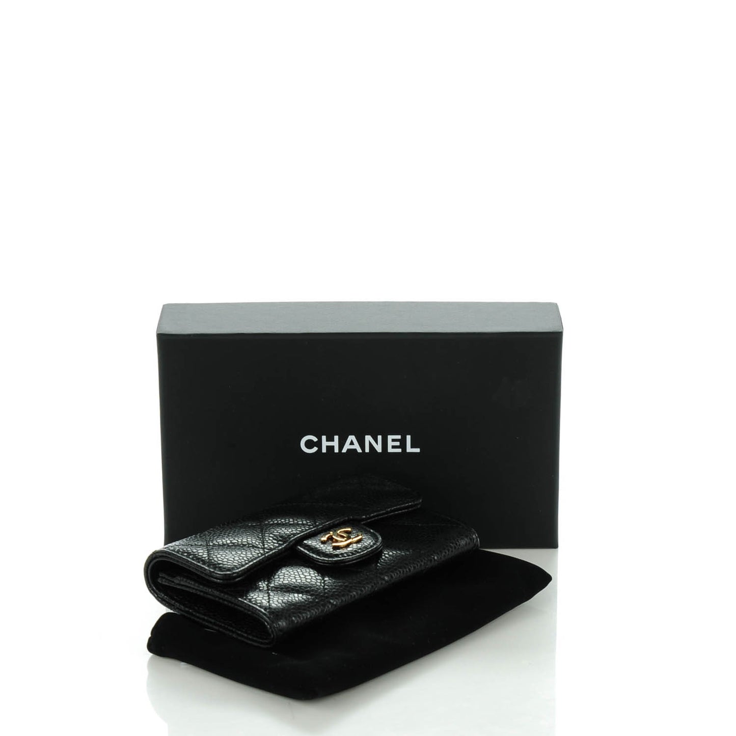 Caviar Quilted Card Holder Black