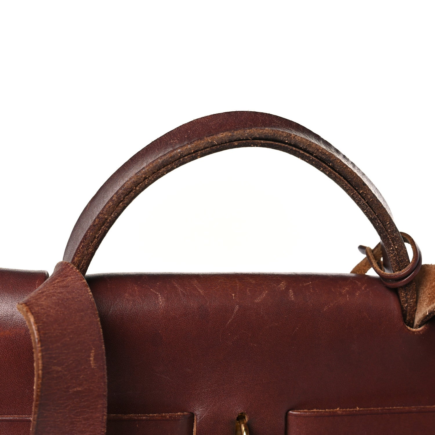 Hermes Toile Calfskin Herbag 39 GM Rouge H 15 of 15