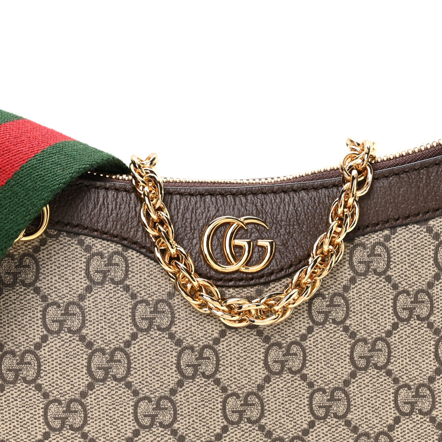 Gucci GG Supreme Monogram Textured Dollar Calfskin Web Small Ophidia GG Handbag Beige Ebony New Acero 8 of 11