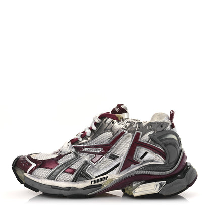 Balenciaga Mesh Rubber Distressed Womens Runner Sneakers 39 White Burgundy Grey 1 of 12
