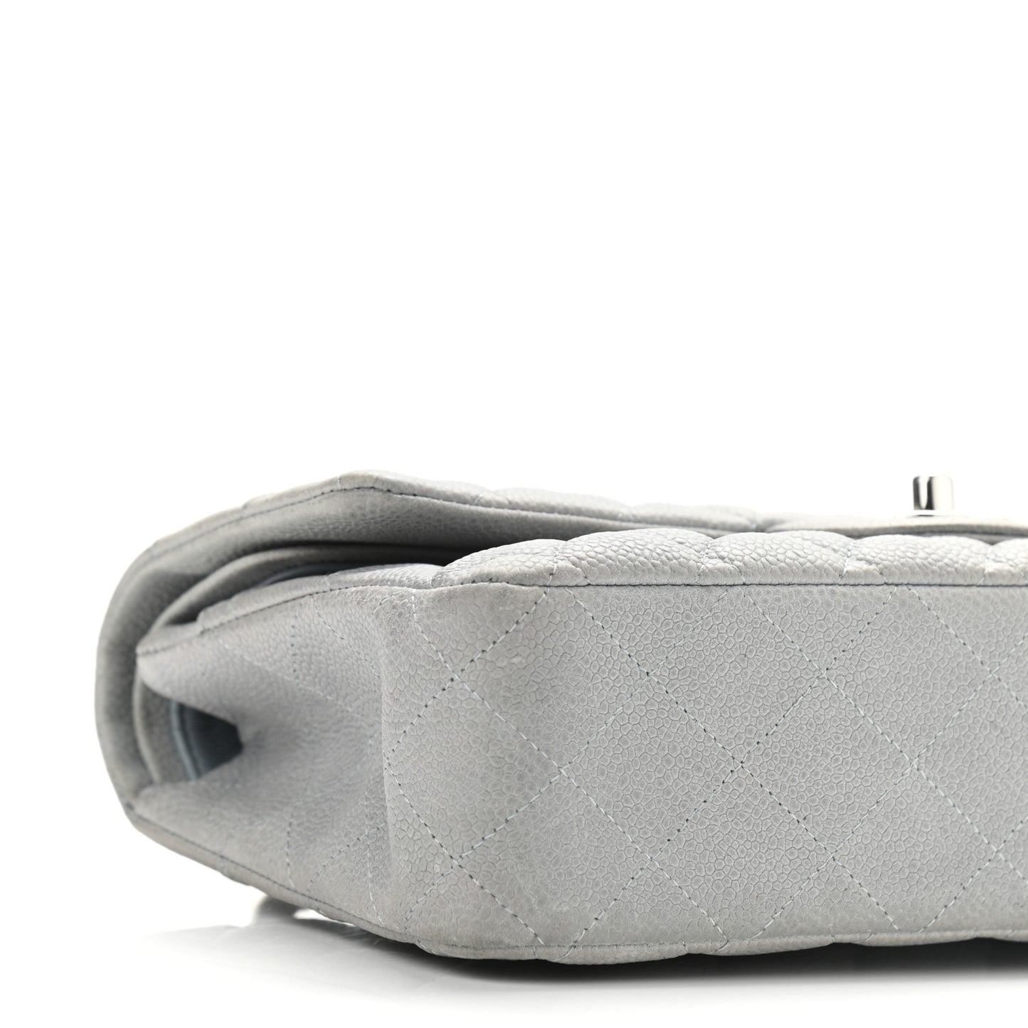 Iridescent Caviar Quilted Medium Double Flap Grey