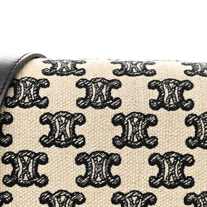 Celine Canvas Calfskin Triomphe Embroidered Medium Triomphe Bag Black 9 of 11