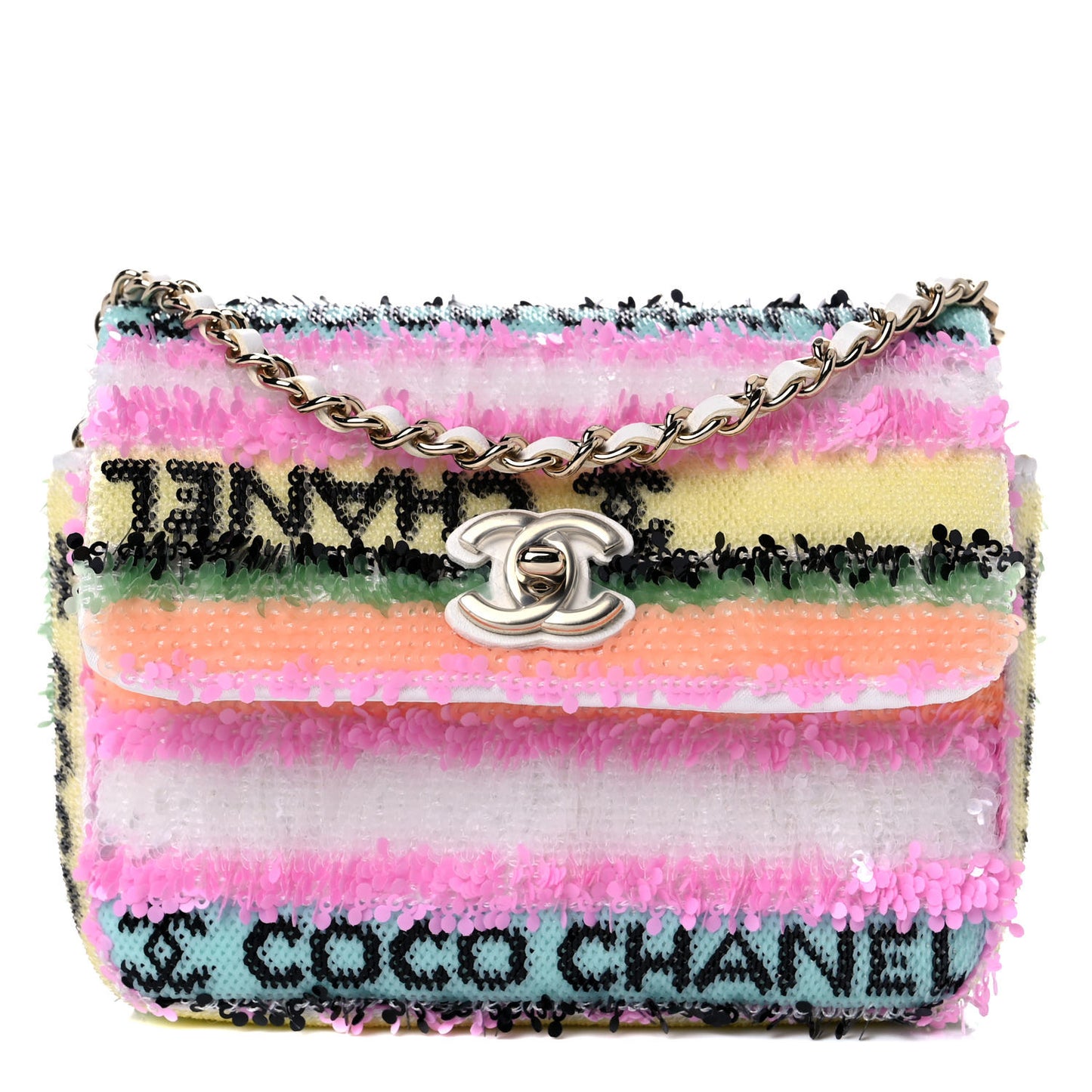 Sequin COCO Clutch With Chain Multicolor