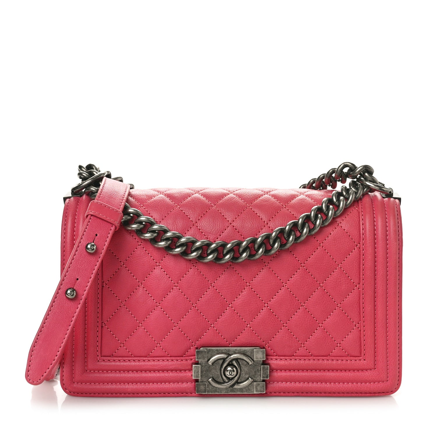 Calfskin Quilted Medium Boy Flap Pink