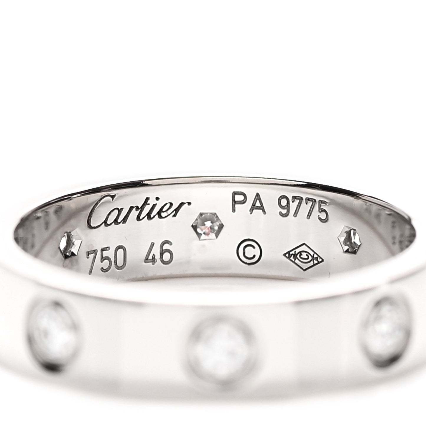 18K White Gold 8 Diamond 4mm Wedding Band LOVE Ring 46 3.75