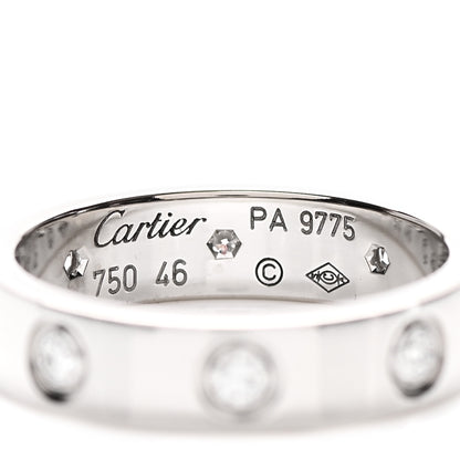Cartier 18K White Gold 8 Diamond 4mm Wedding Band LOVE Ring 46 3.75 3 of 3