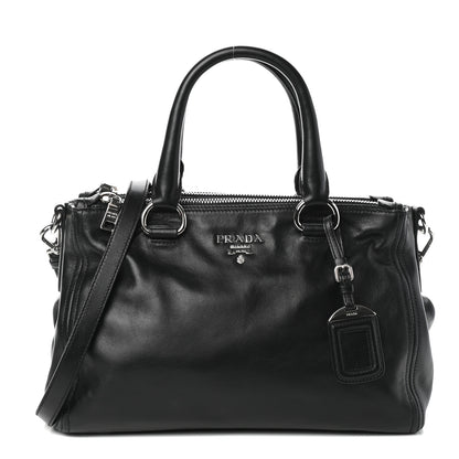 Prada Soft Calfskin Double Zip Shoulder Bag Black 1 of 9