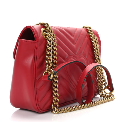 Gucci Calfskin Matelasse Small GG Marmont Shoulder Bag Hibiscus Red 3 of 9