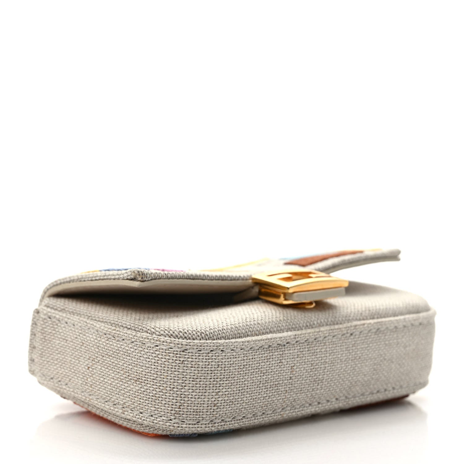 Fendi Kuban Canvas FF Embroidered Nano Baguette Charm Grezzo Multicolor 4 of 9