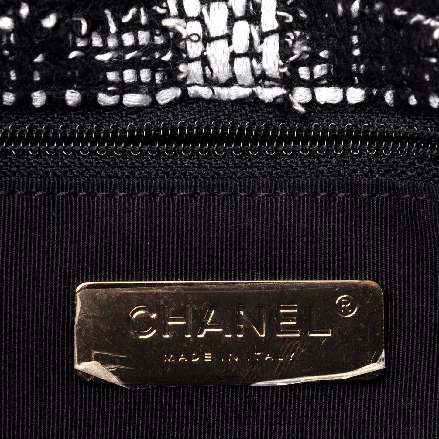 Tweed Quilted Large Chanel 19 Flap Black White