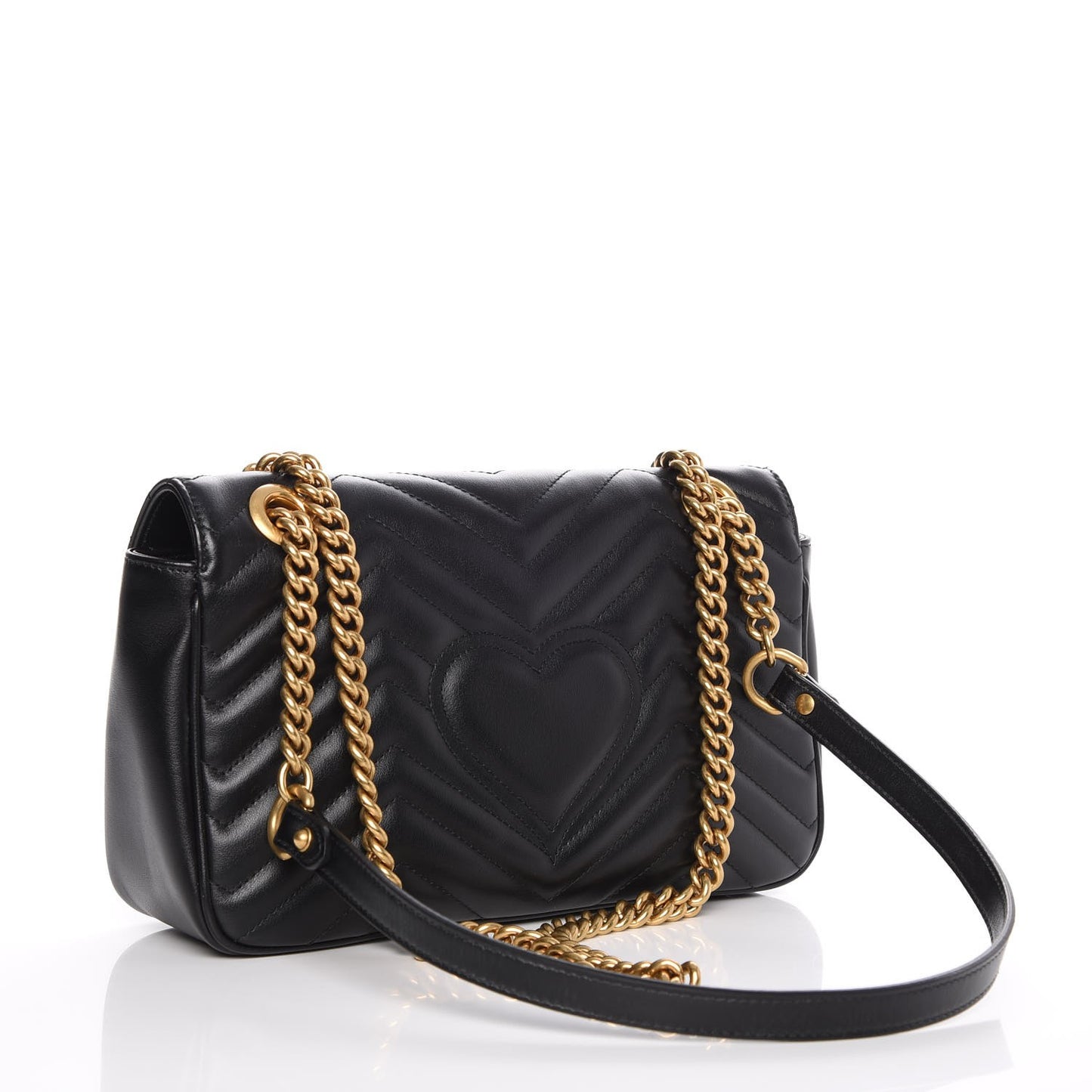 Calfskin Matelasse Small GG Marmont Shoulder Bag Black
