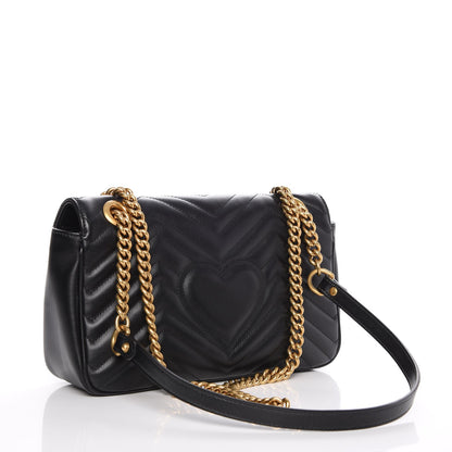 Gucci Calfskin Matelasse Small GG Marmont Shoulder Bag Black 3 of 9
