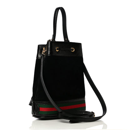 Gucci Suede Patent Web Small Ophidia Bucket Bag Black 2 of 9