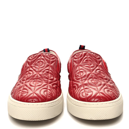 Gucci Nappa Web G Rhombus Quilted Mens Slip On Sneakers 9 Hibiscus Red Rosso 2 of 8