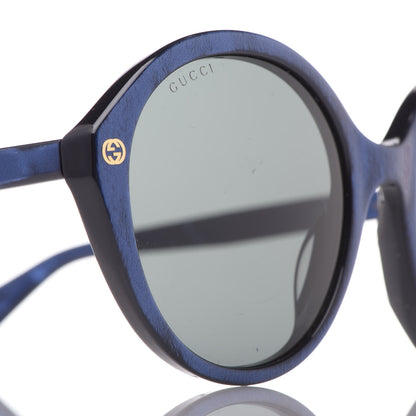 Gucci Acetate Round Sunglasses GG 0023S Blue Grey 8 of 9