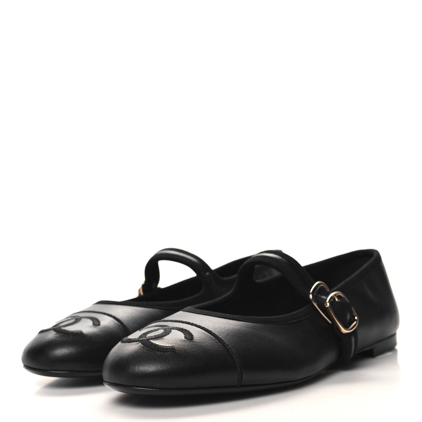 Lambskin Mary Jane Flats 40 Black