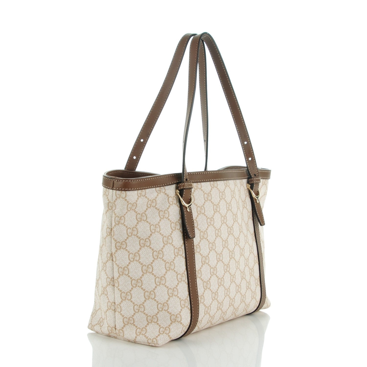 Gucci GG Supreme Monogram Calfskin Small Nice Tote New Mystic White Beige Brown 3 of 7