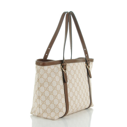 Gucci GG Supreme Monogram Calfskin Small Nice Tote New Mystic White Beige Brown 3 of 7
