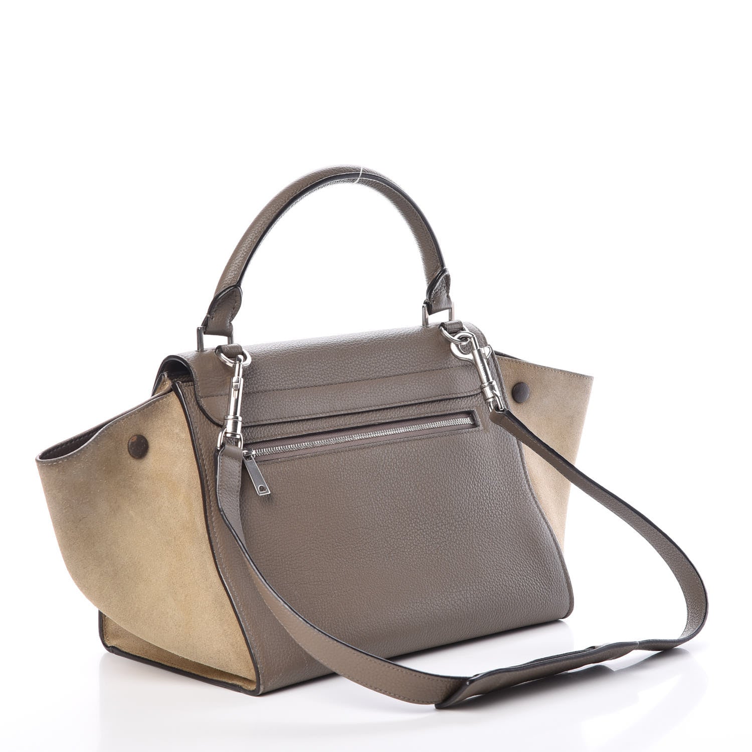 Celine Drummed Calfskin Suede Small Trapeze Souris 4 of 10