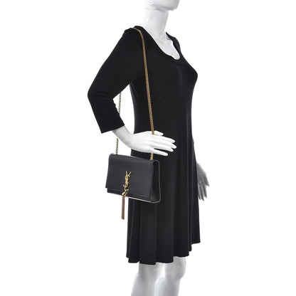 Saint Laurent Smooth Calfskin Medium Classic Monogram Kate Tassel Satchel Black 2 of 15