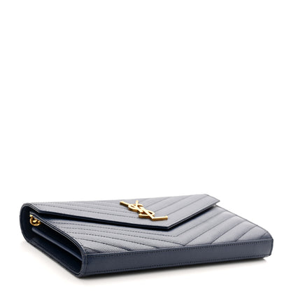 Saint Laurent Grain De Poudre Matelasse Chevron Monogram Chain Wallet 3 of 10