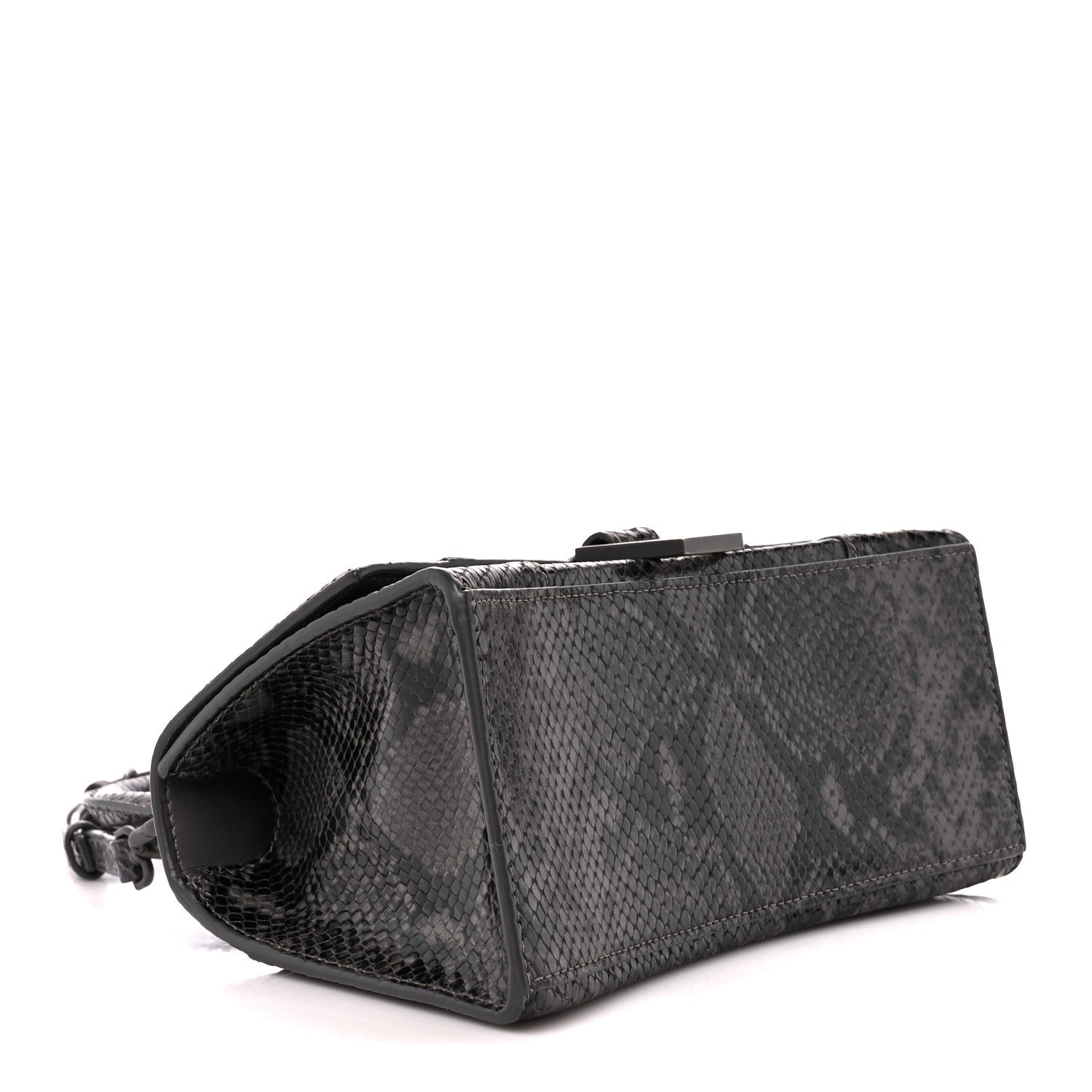 Balenciaga Shiny Calfskin Python Effect Small Hourglass Top Handle Bag Dark Grey Black 4 of 13