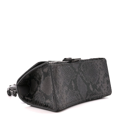 Balenciaga Shiny Calfskin Python Effect Small Hourglass Top Handle Bag Dark Grey Black 4 of 13
