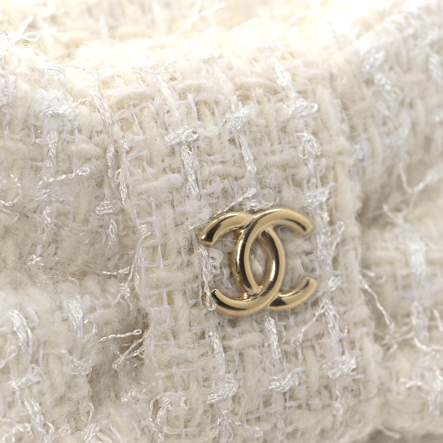 CHANEL ツイードポーチ ホワイト/ゴールド CHANEL - シャネル ドーヴィル ポーチ ツイード レディース CHANEL