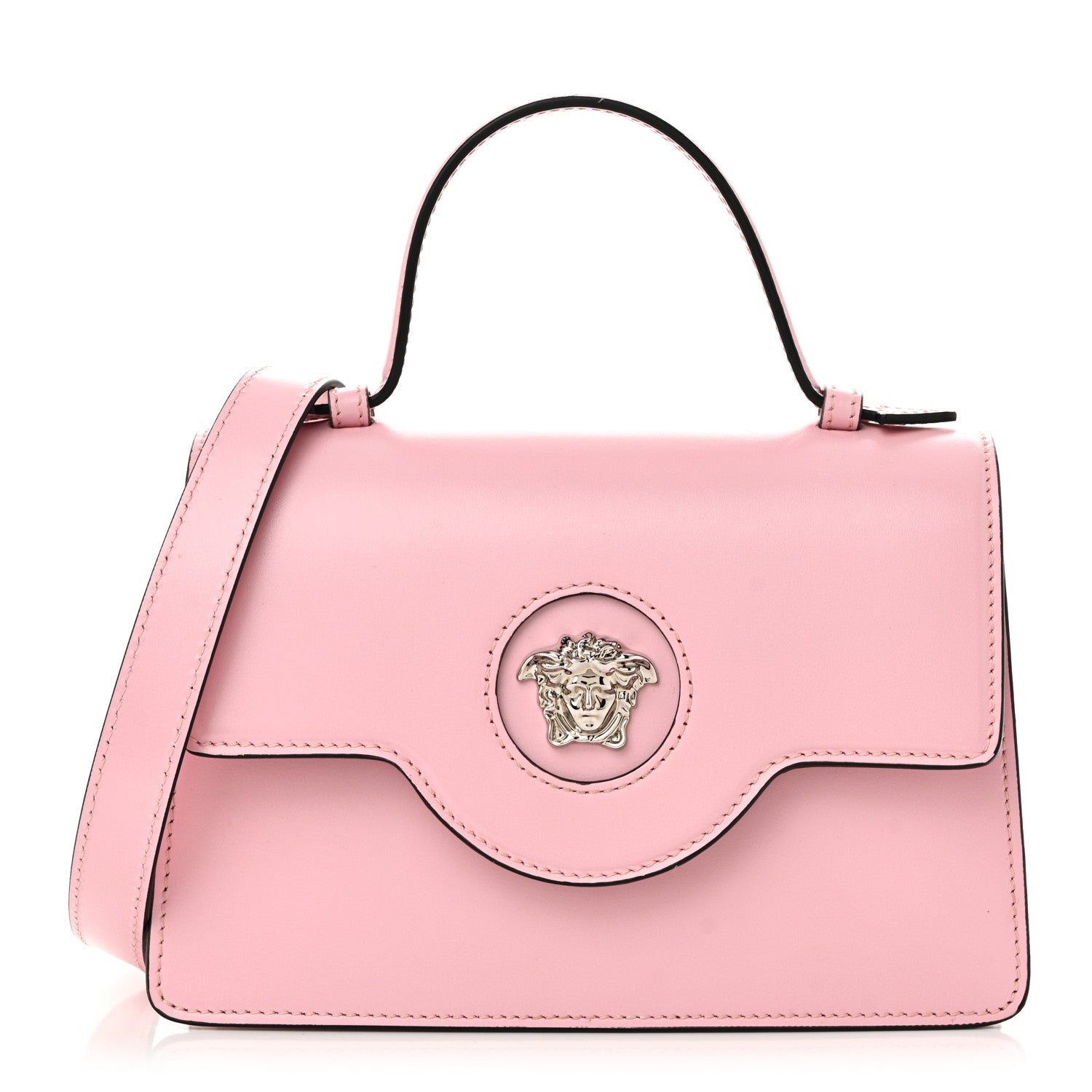 Versace Shiny Calfskin La Medusa Small Top Handle Shoulder Bag Pink 1 of 9