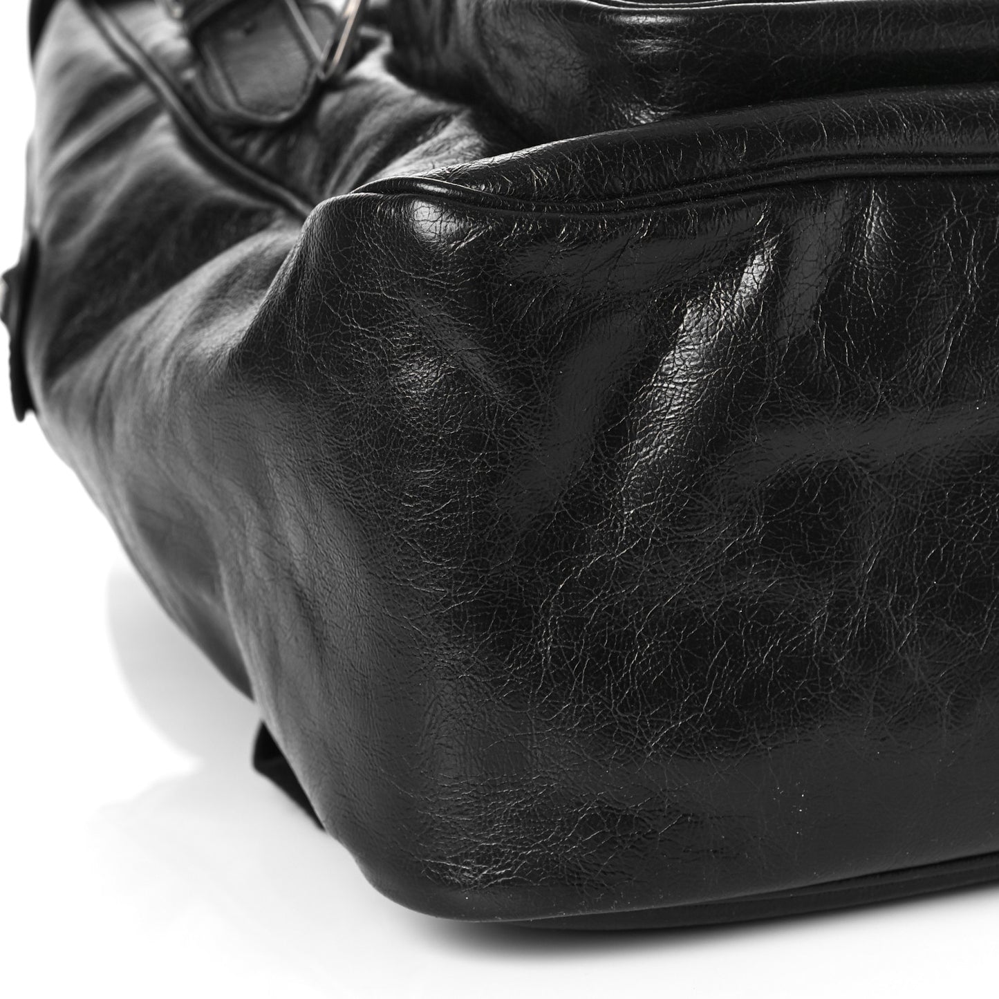 Fluffy Calfskin Mesh Nylon Medium Morpheus Double Buckle Backpack Black