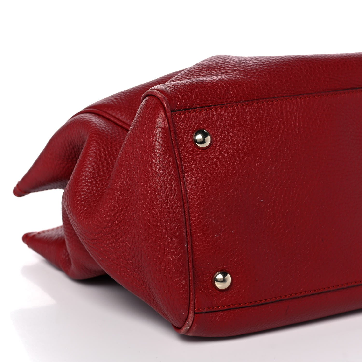 Gucci Pebbled Calfskin Medium Bamboo Shopper Tote Red 10 of 14