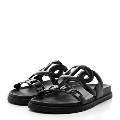 Hermes Nappa Extra Sandals 40 Black 3 of 9