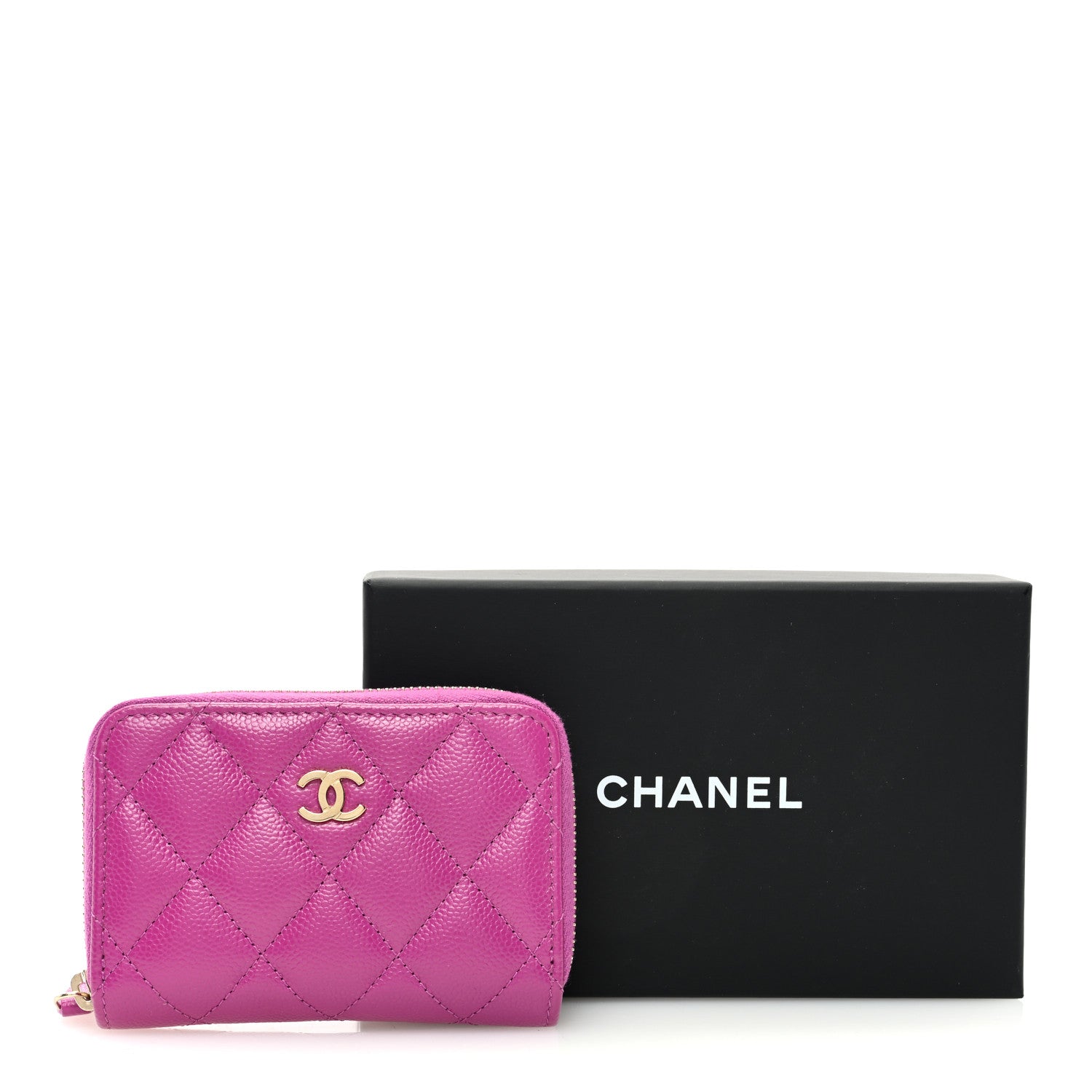 Chanel Caviar Quilted Zip Around Coin Purse Wallet Purple 8 of 8