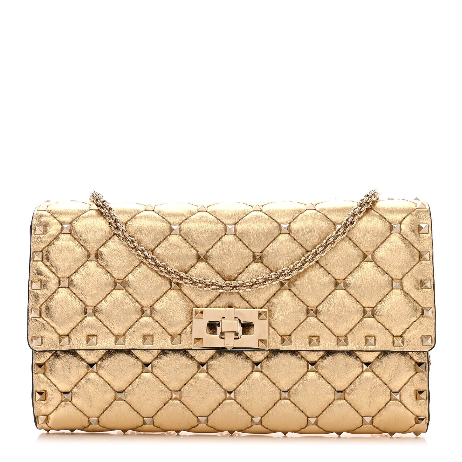 Valentino Garavani Metallic Nappa Rockstud Spike Wallet on Chain Mekong 1 of 11