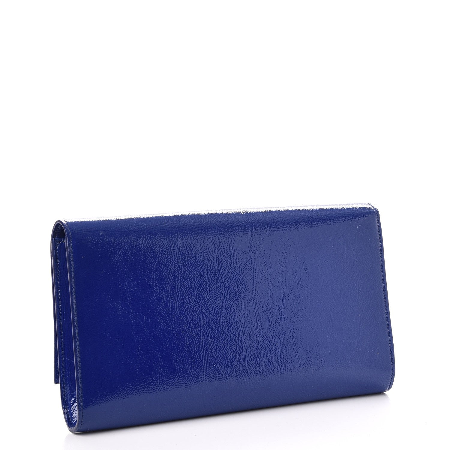 Saint Laurent Textured Patent Calfskin Large Belle De Jour Clutch Royal Blue 3 of 7