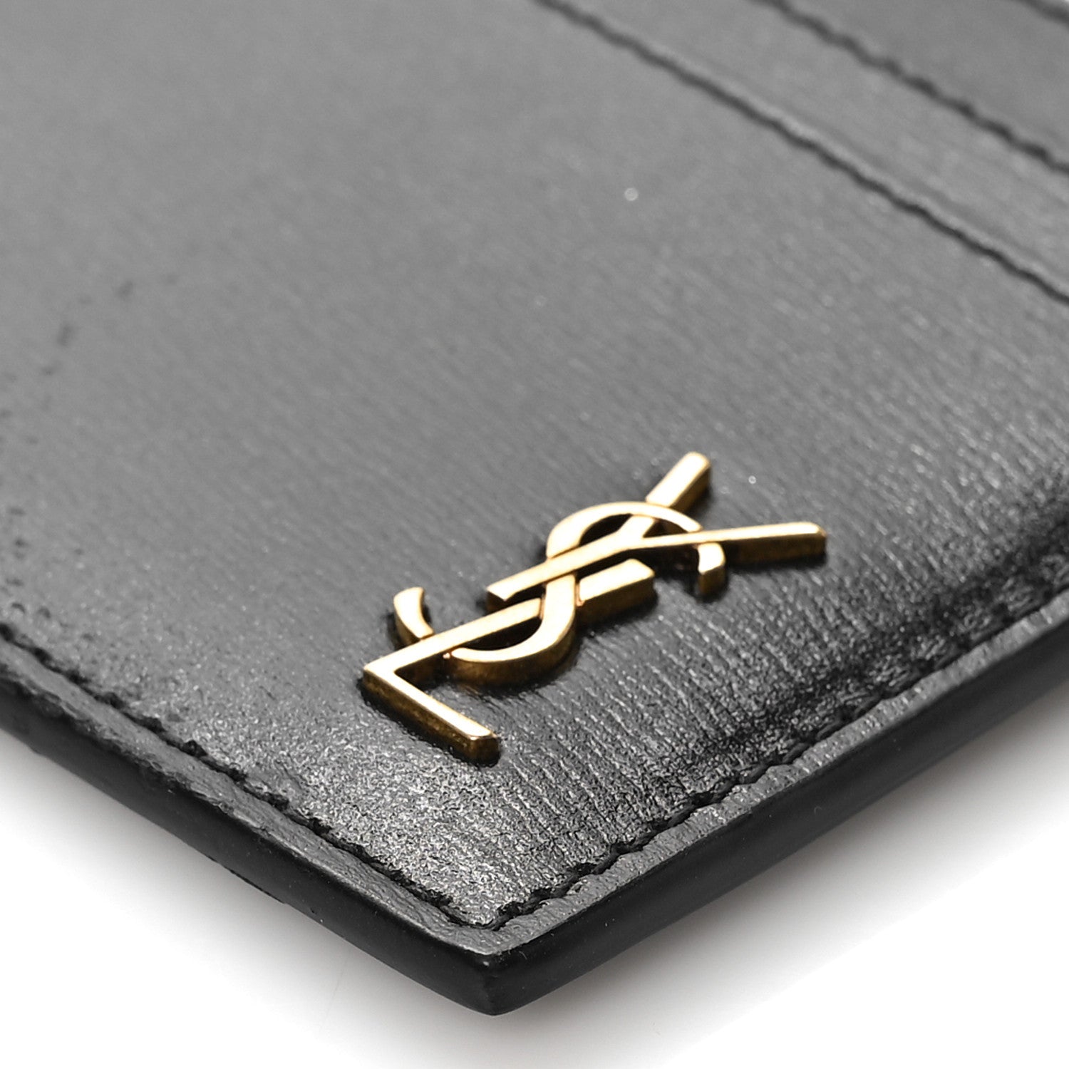 Saint Laurent Calfskin Tiny Cassandre Credit Card Case Black 8 of 8