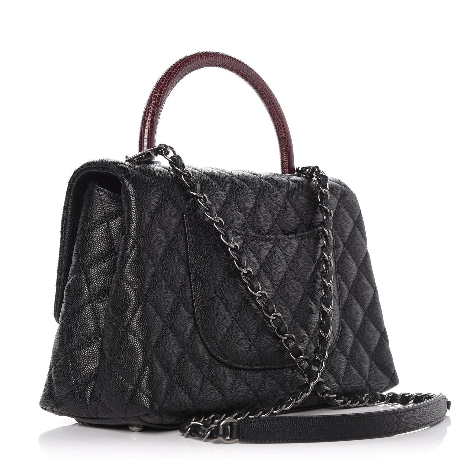 Chanel Caviar Lizard Quilted Small Coco Handle Flap Black 3 of 9
