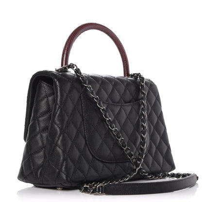 Chanel Caviar Lizard Quilted Small Coco Handle Flap Black 3 of 9