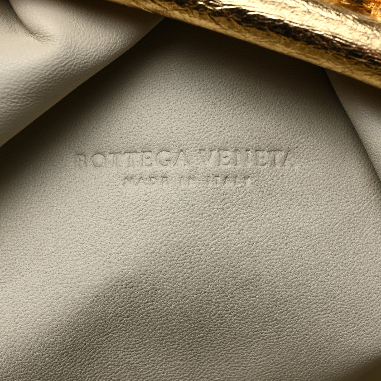 Metallic Crinkled Lambskin The Pouch Oversized Clutch Oro