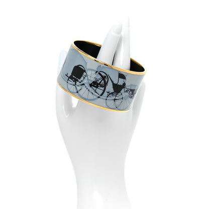 Hermes Enamel Printed Carriage Extra Wide Bracelet 62 2 of 5