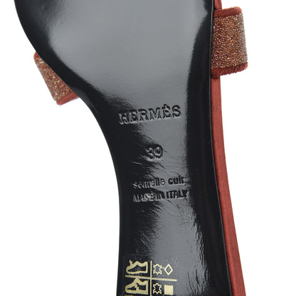 Hermes Suede Goatskin Crystal Powder Oasis Sandals 39 Rouge Tomette 7 of 14
