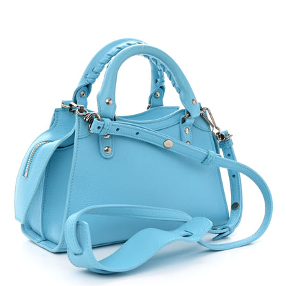 Balenciaga Grained Calfskin Neo Classic Silver Hardware Mini City Azur 3 of 9