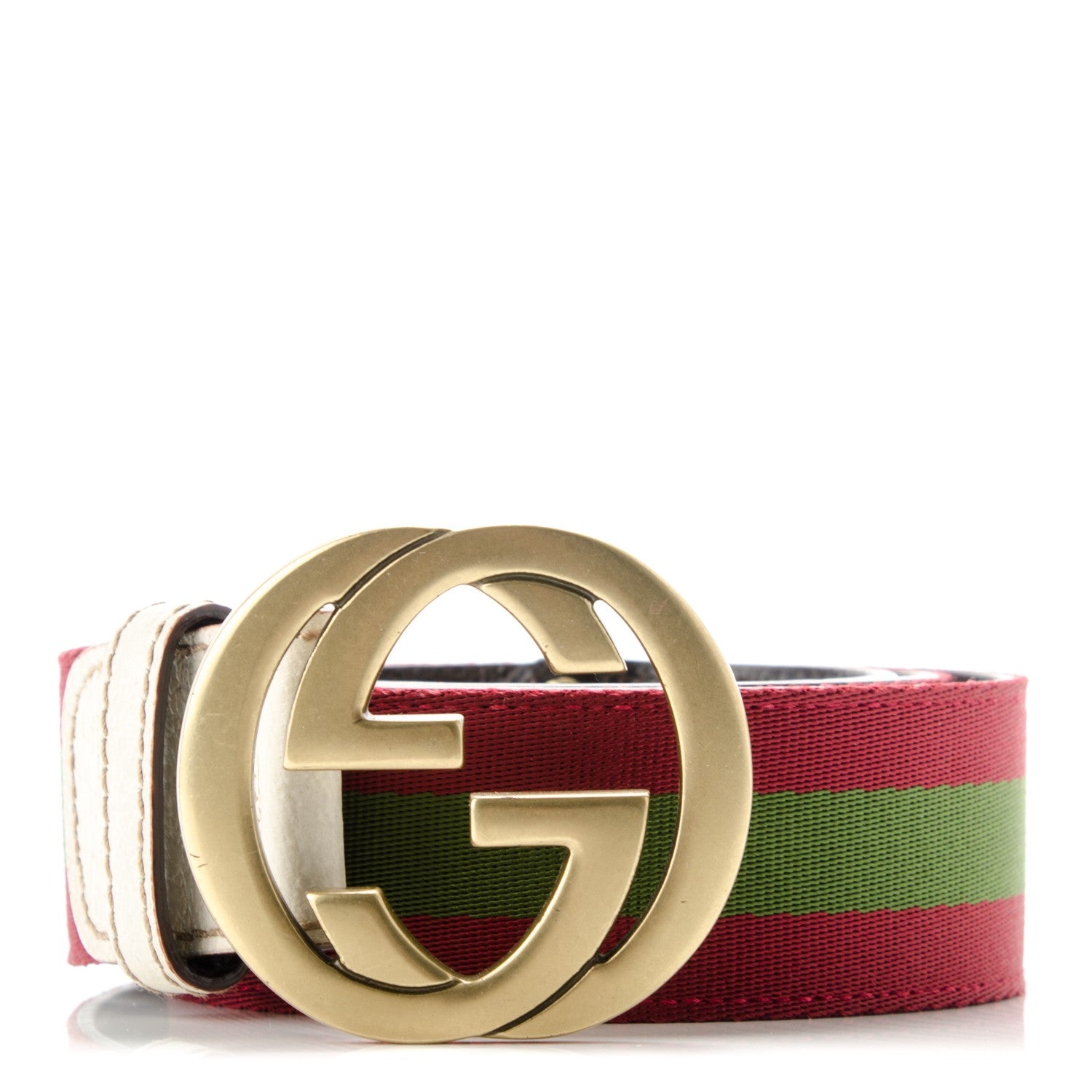 Gucci Calfskin Canvas Web Interlocking G Belt 90 36 Off White 1 of 6