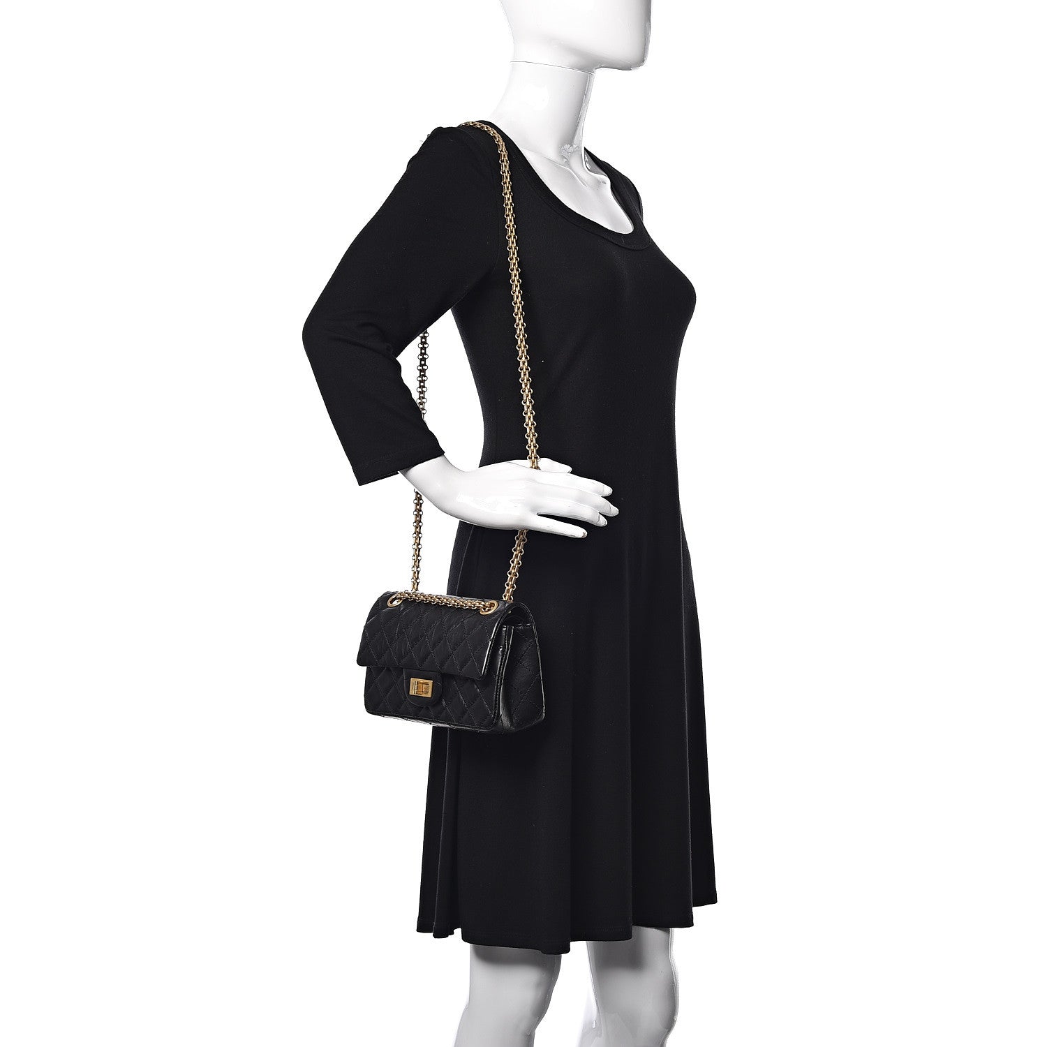 Chanel Aged Calfskin Quilted 2.55 Reissue 224 Flap Black 2 of 13