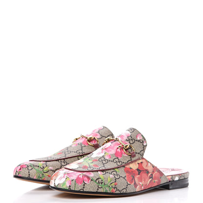 Gucci GG Supreme Monogram Blooms Womens Princetown Slippers 40 Beige Multicolor Dry Rose 3 of 9