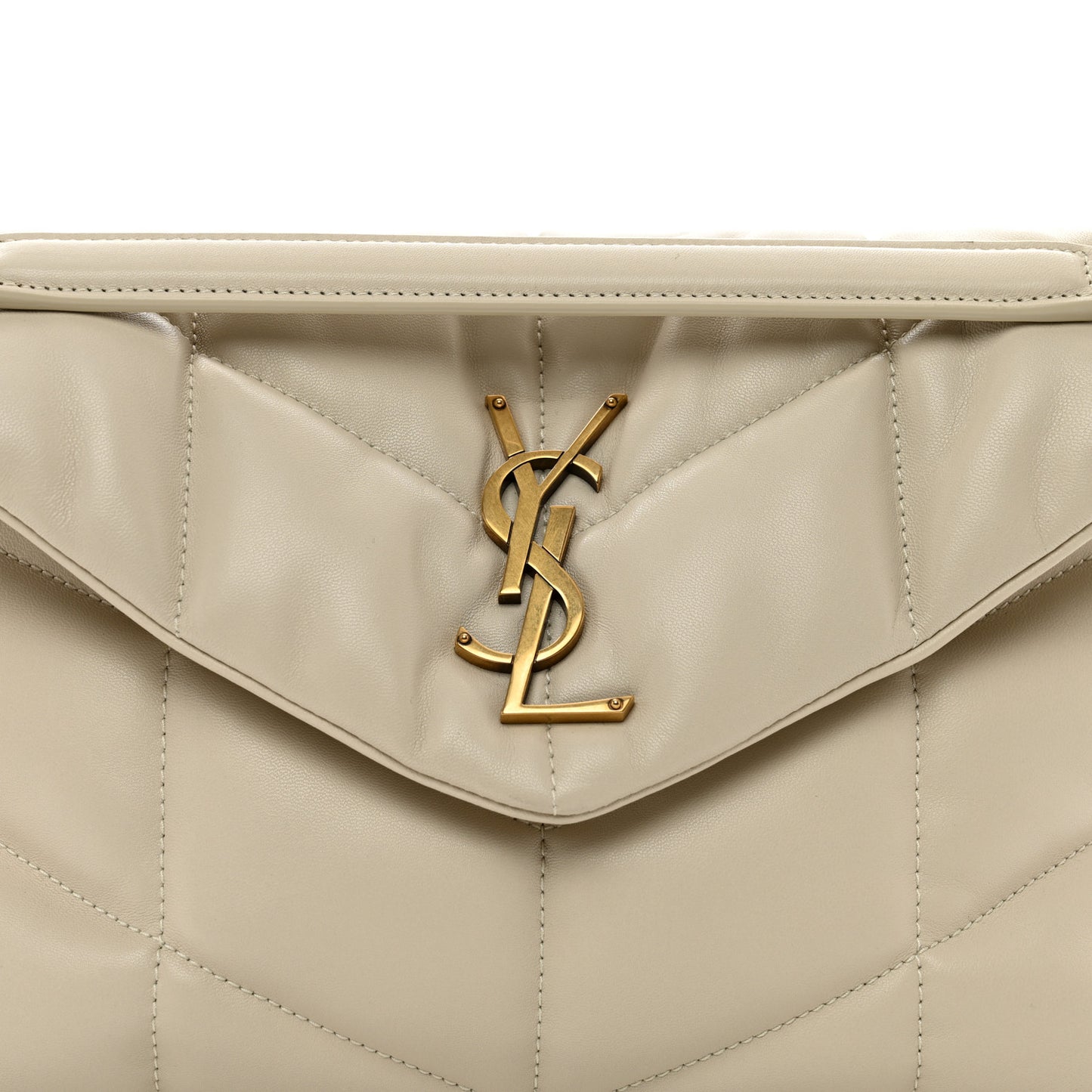 Lambskin Quilted Small Loulou Puffer Monogram Chain Satchel Crema Soft