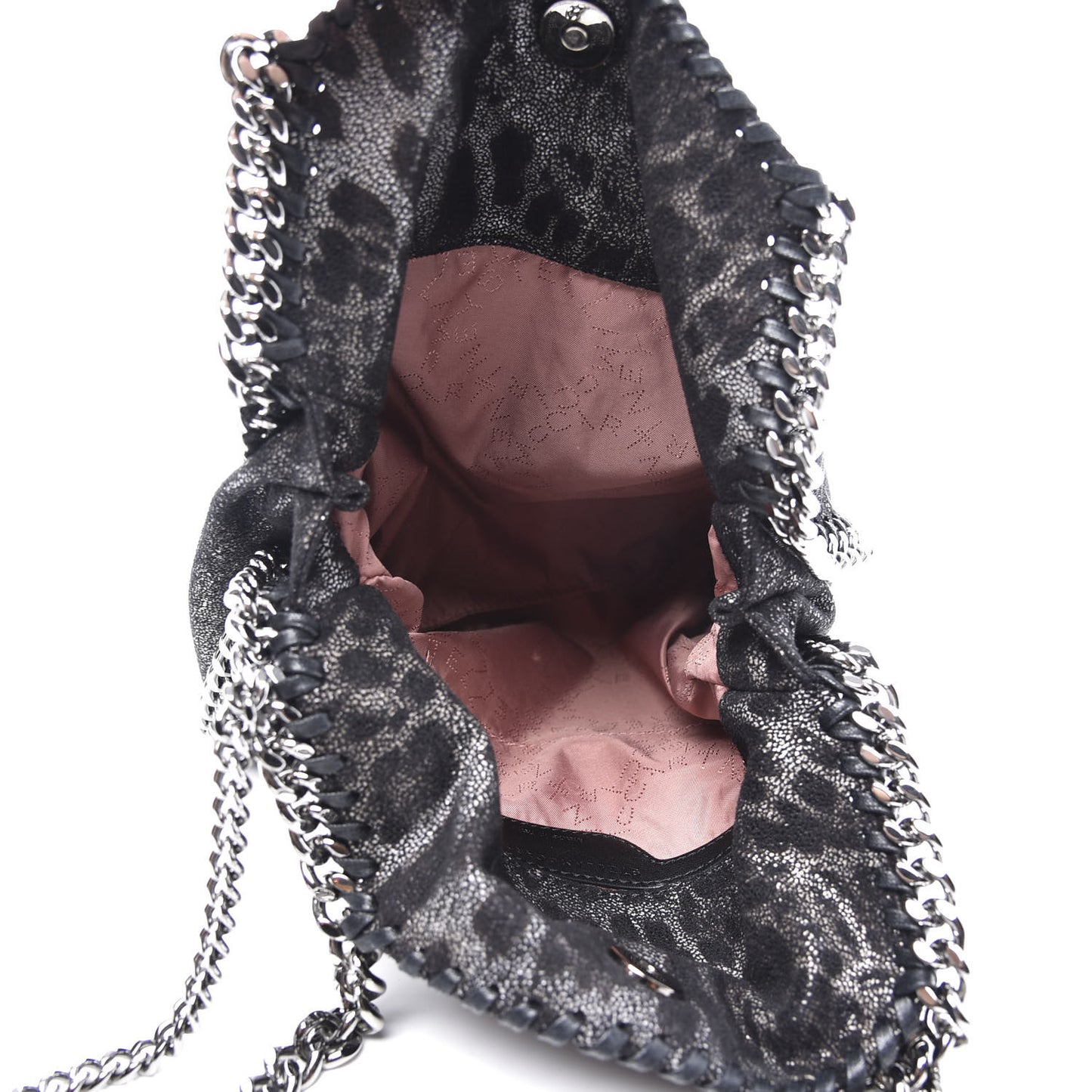 Shaggy Deer Leopard Print Mini Falabella Tote Black
