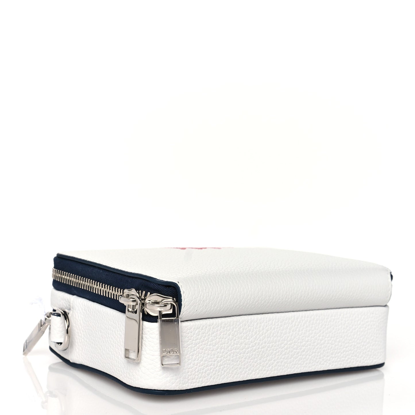 X SHAWN STUSSY Grained Calfskin Double Zip Crossbody Pouch White