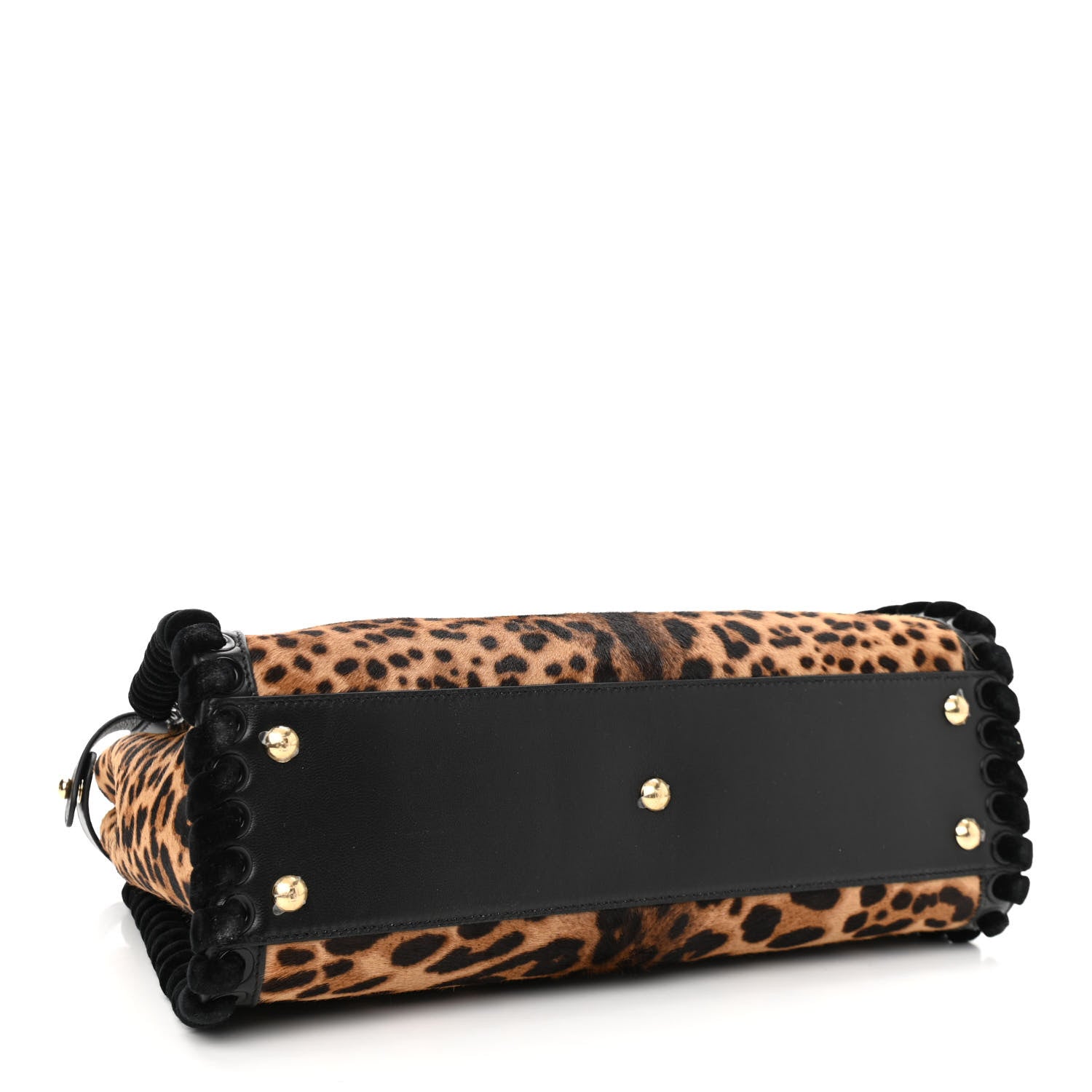 Fendi Calf Hair Leopard Print Lace Up Medium Peekaboo Iconic Satchel Tobacco 4 of 11