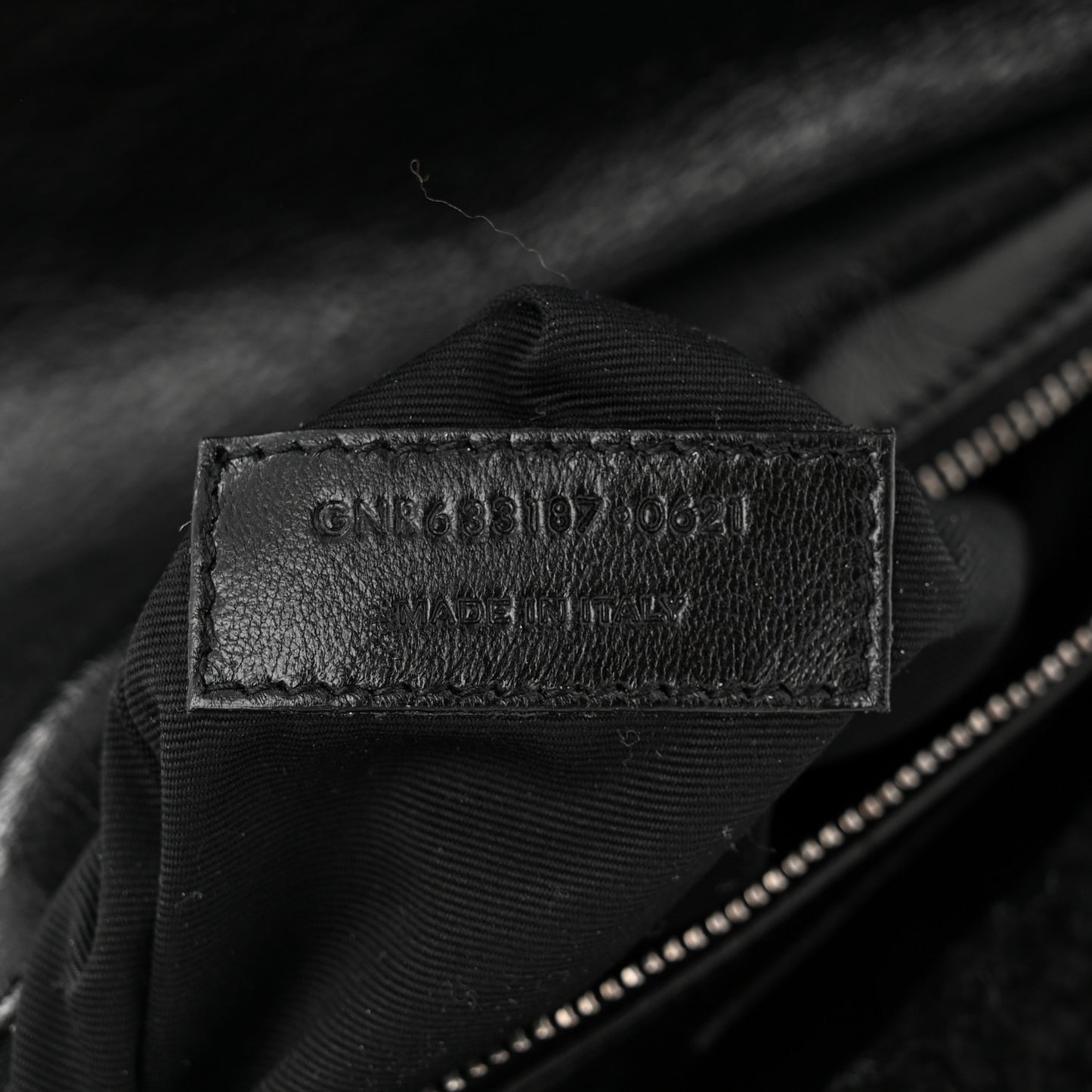 Crinkled Calfskin Shearling Monogram Medium Niki Chain Satchel Black